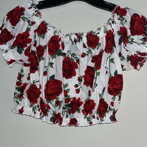 Crop shirt with roses - EUC!! $12 - Picture 5 of 5